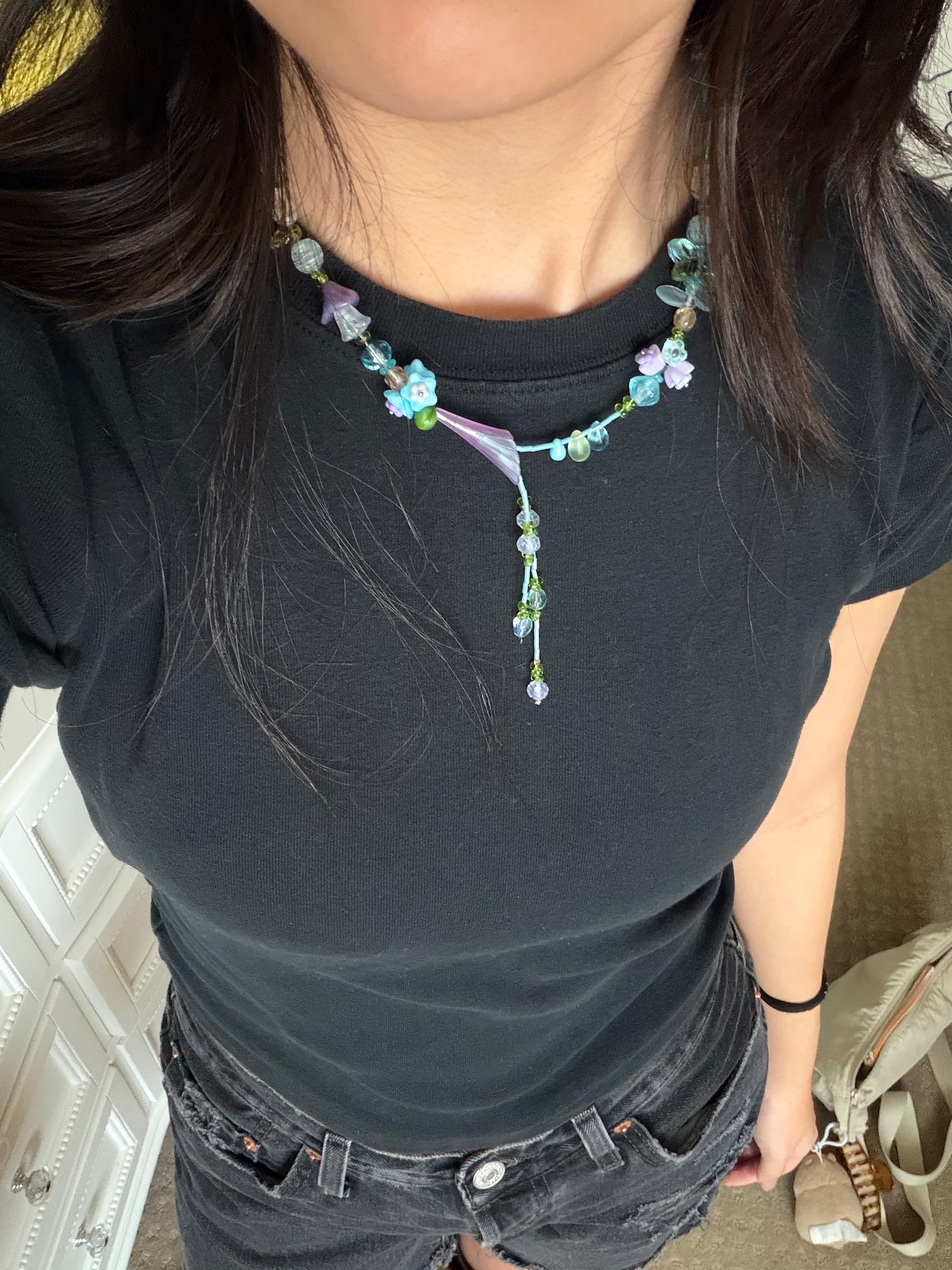 Purple trumpet flower Necklace