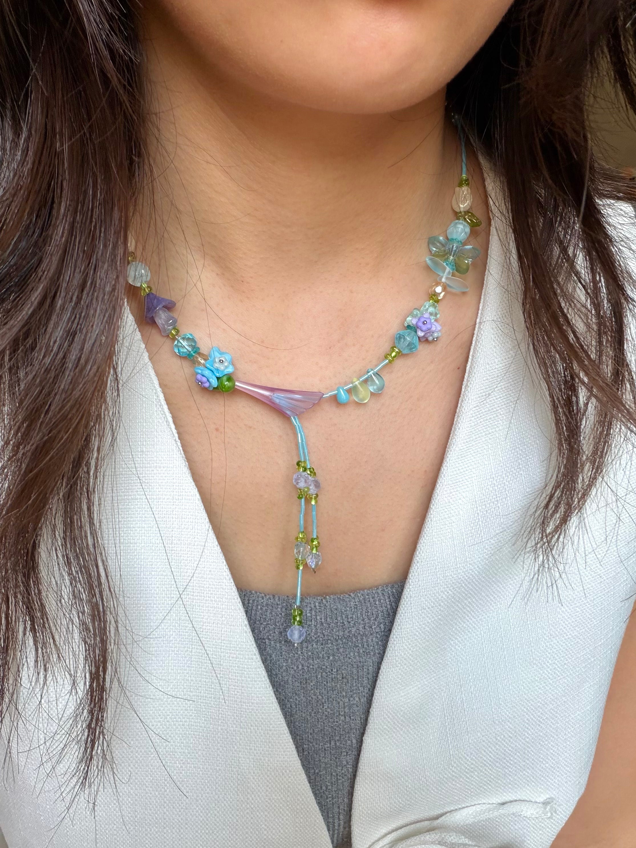 Purple trumpet flower Necklace