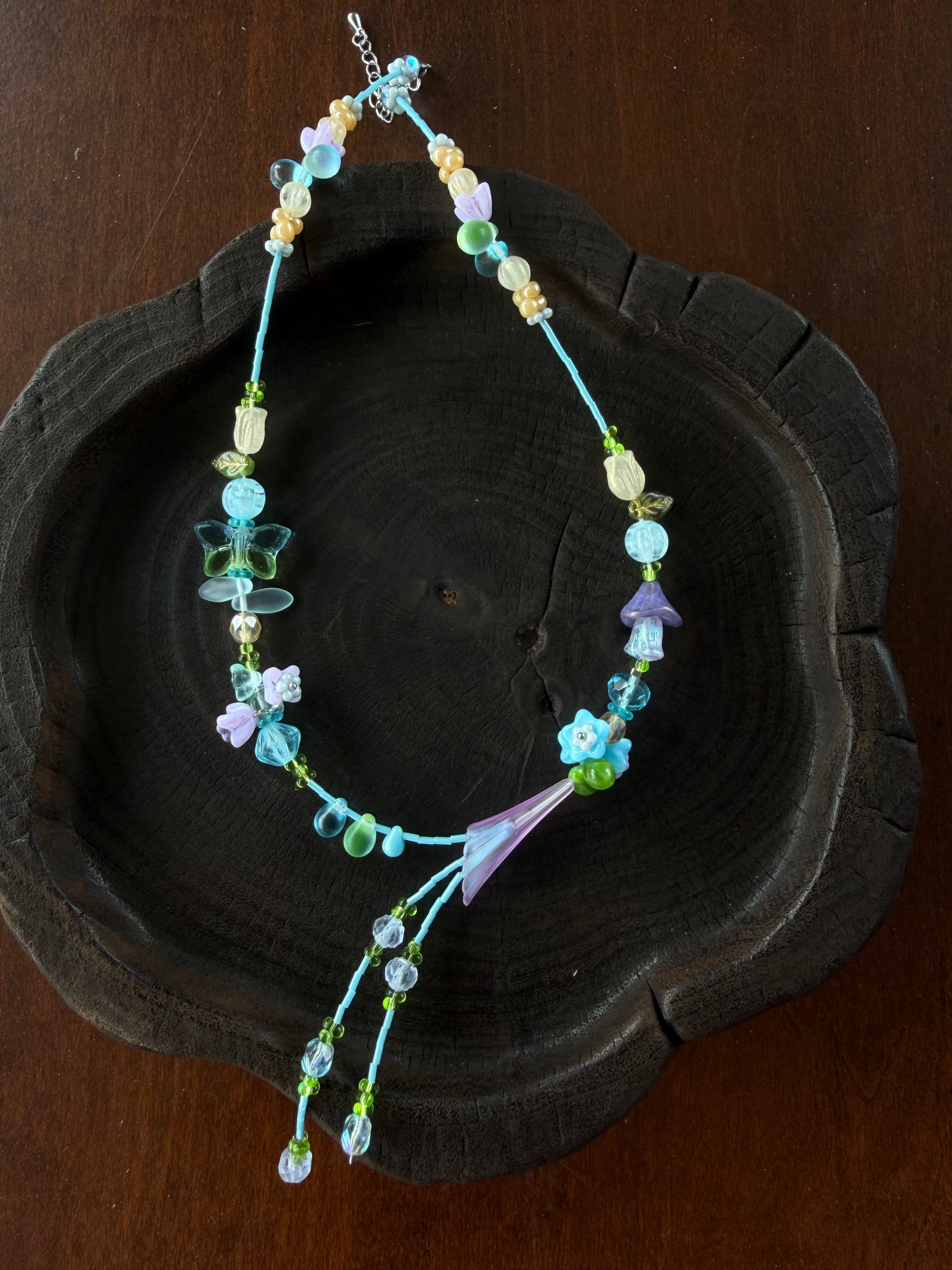 Purple trumpet flower Necklace