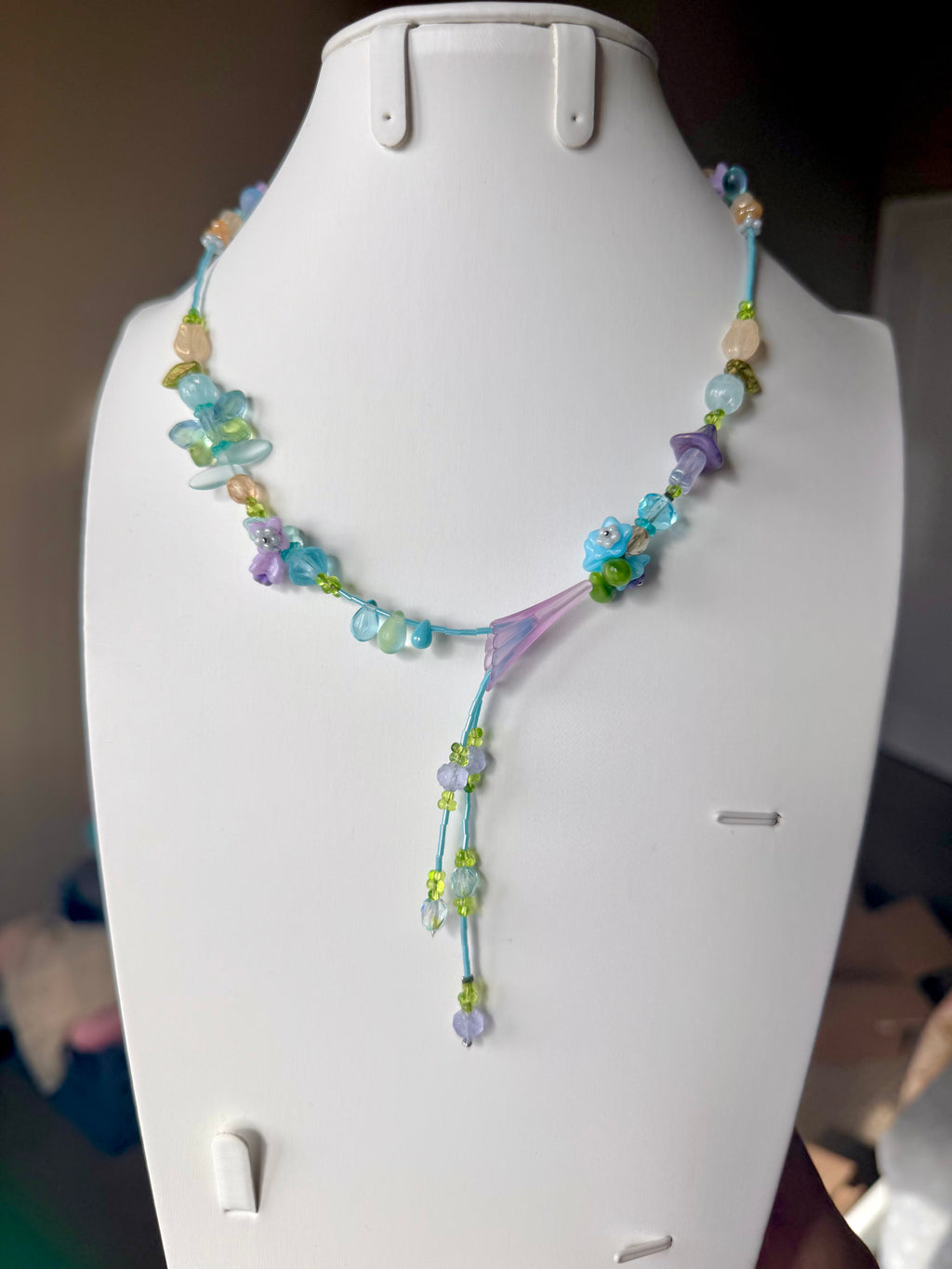 Purple trumpet flower Necklace